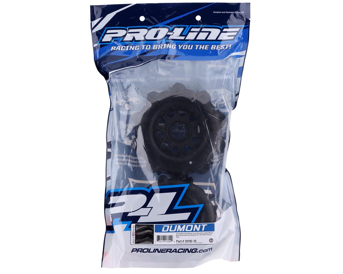 Pneus de camion pré-montés Pro-Line Dumont 3,8" (2) (noir) (Z3) avec Raid 8x32