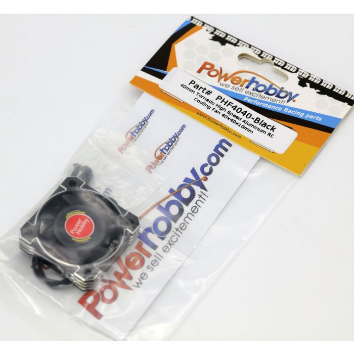 Powerhobby Ventilador de refrigeración RC de aluminio de alta velocidad Tornado de 40 mm negro