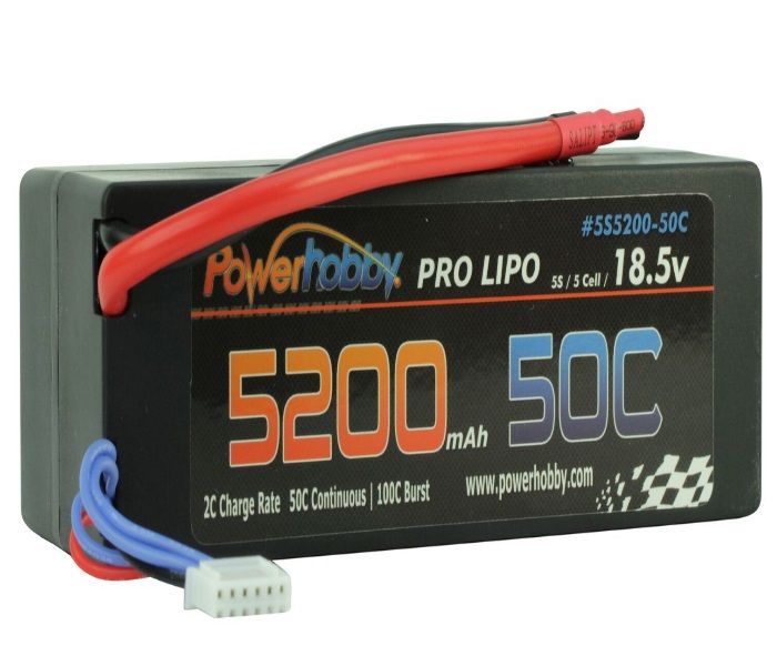 Powerhobby 5S 18.5V 5200mAh 50C Lipo Battery Hard Case 5-Cell