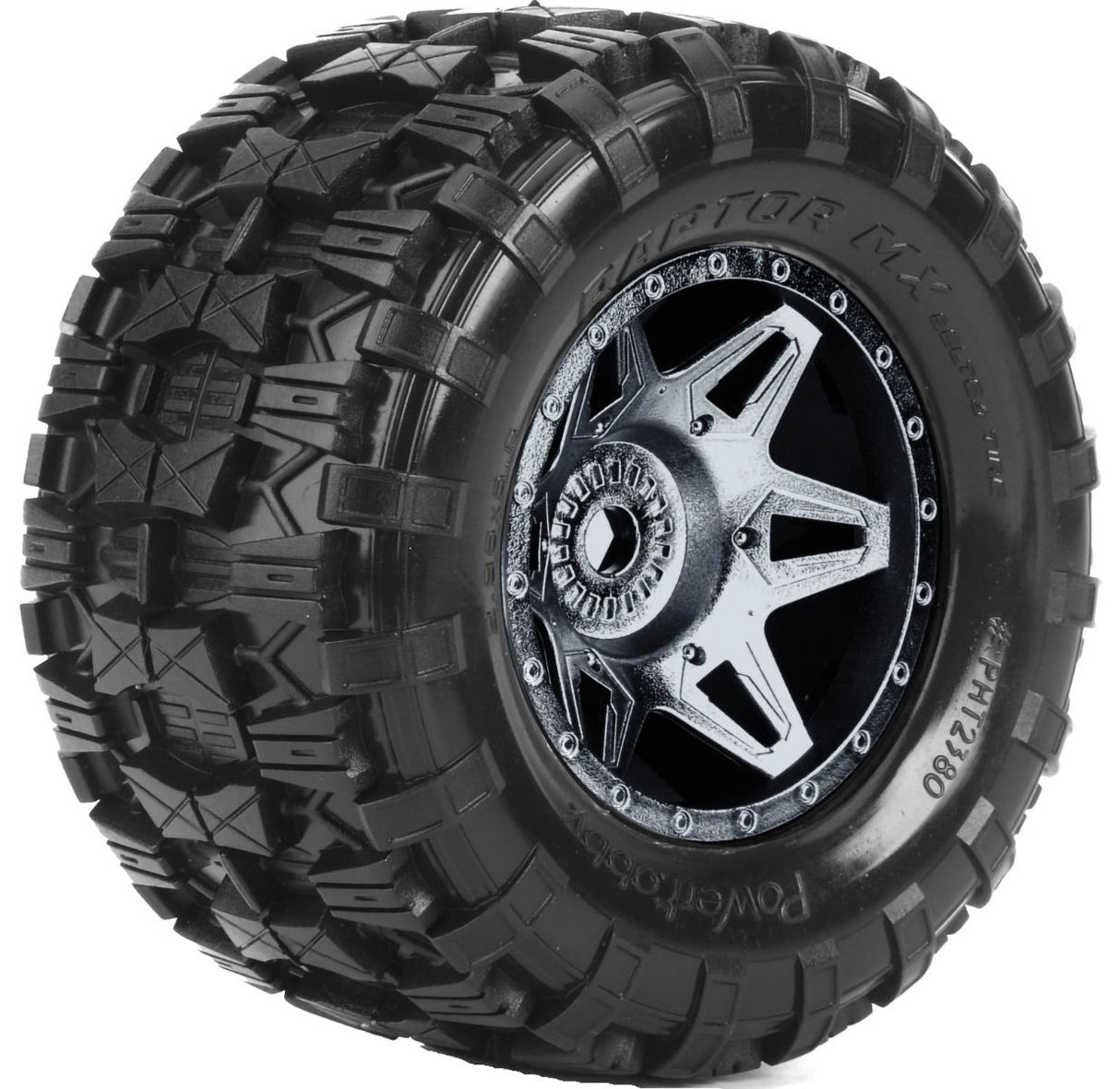 Powerhobby PHT3277 pneus noirs Raptor X pré-montés avec ceinture pour Traxxas x-maxx