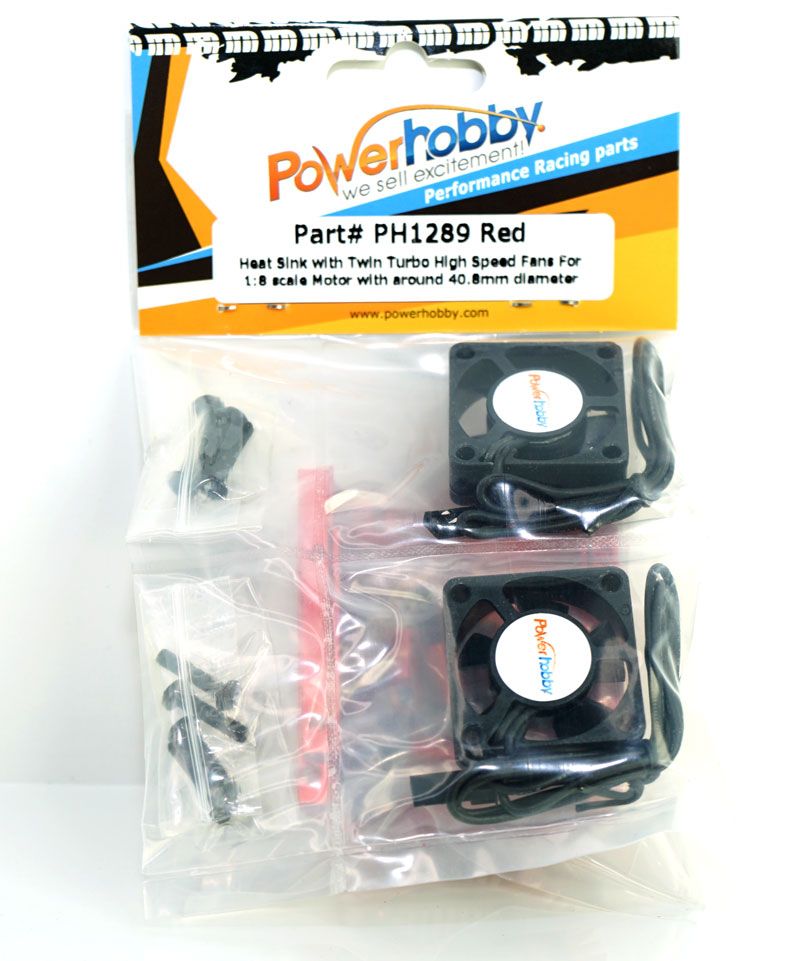 Powerhobby *RED* Heat Sink w Twin Turbo High Speed Cooling Fans 1/8 Motors