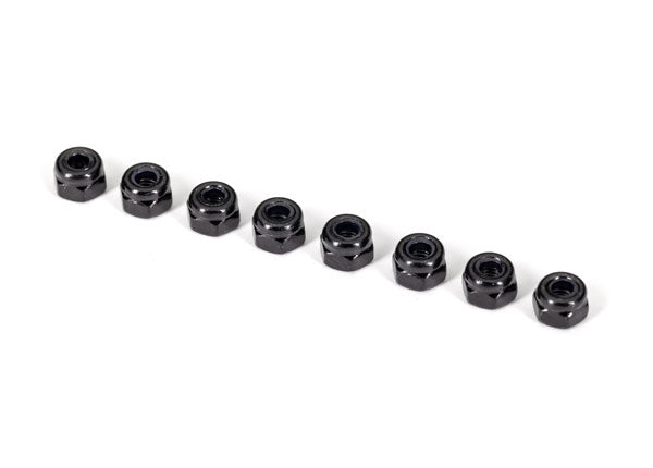 Traxxas 2745X Écrous, verrouillage en nylon 3 mm, noir (8)