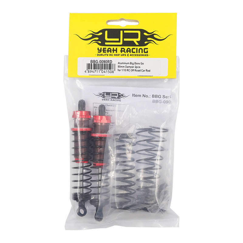 YEAH RACING BBG-0090RD AMORTIGUADOR DE ALUMINIO GRANDE Go 90 mm 2 piezas