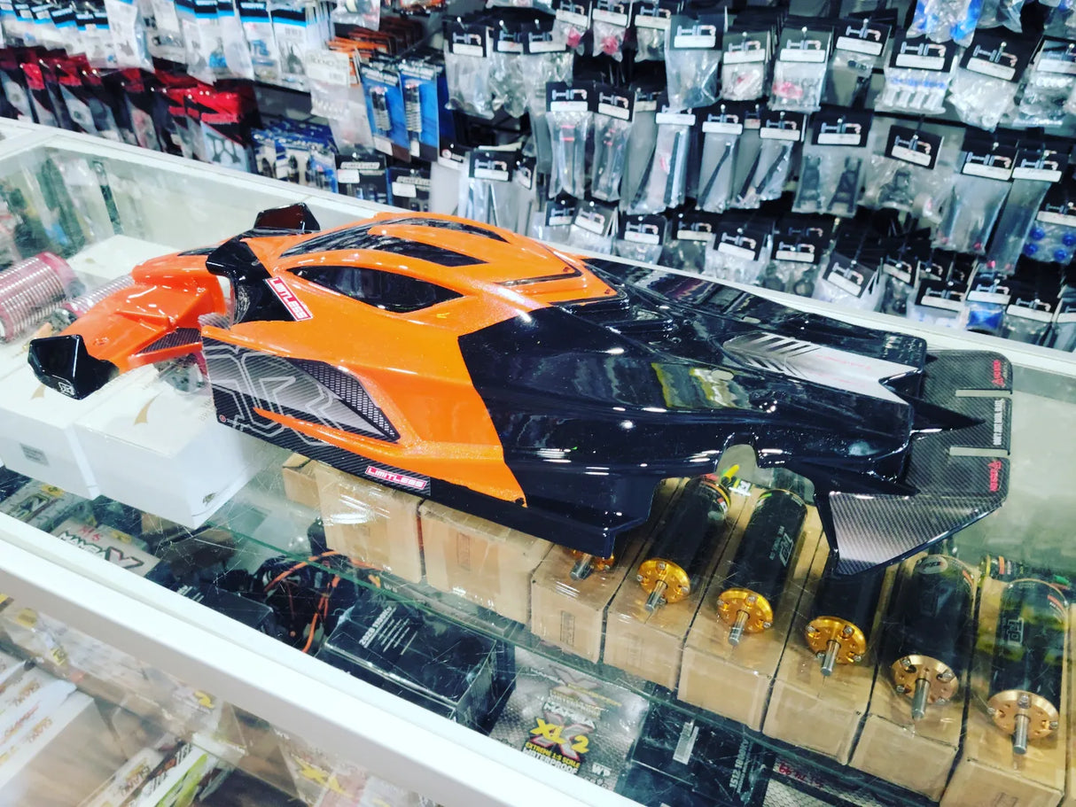 IRonManRc Custom Painted Arrma Limitless V2 & V1 Body Candy Orange / Black Metal Flake