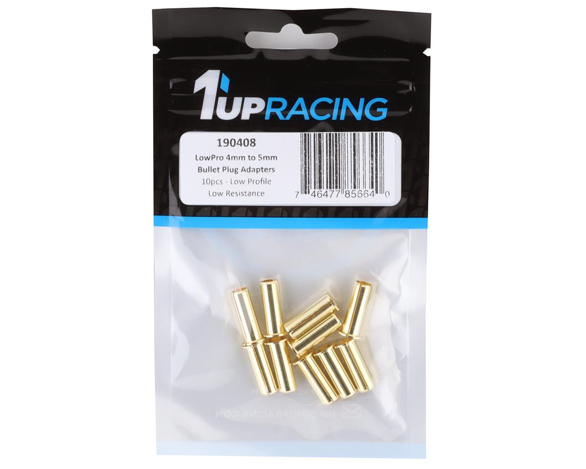 1UP Racing 190408 Adaptadores de enchufe tipo bala LowPro de 4 mm a 5 mm (10)