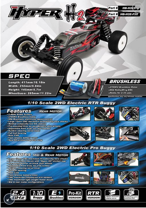 HOBAO HB-H2ES HYPER H2ES 2WD 1/10 BUGGY ELETRIC PRO KIT