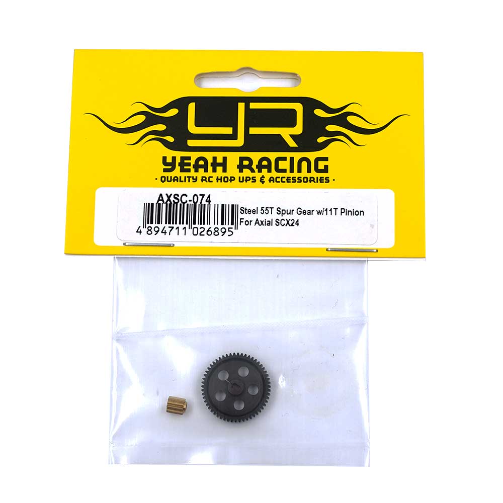Yeah Racing STEEL 55T SPUR GEAR W/ 11T PINION FOR AXIAL SCX24