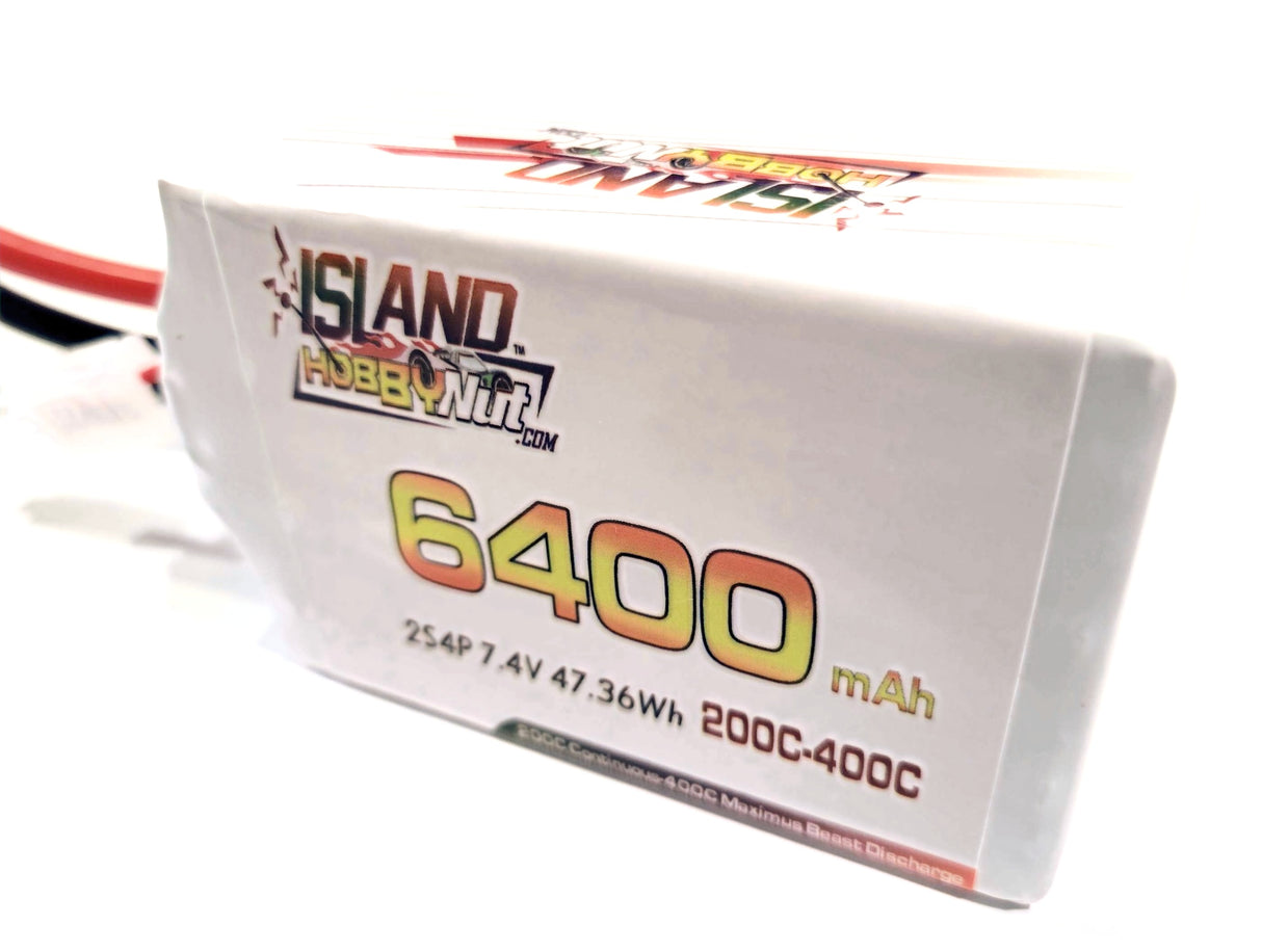 IslandHobbyNut 2S 4P 6400 MAH v 200C - 400C BATTERIE LIPO AVEC FIL DE CALIBRE 8