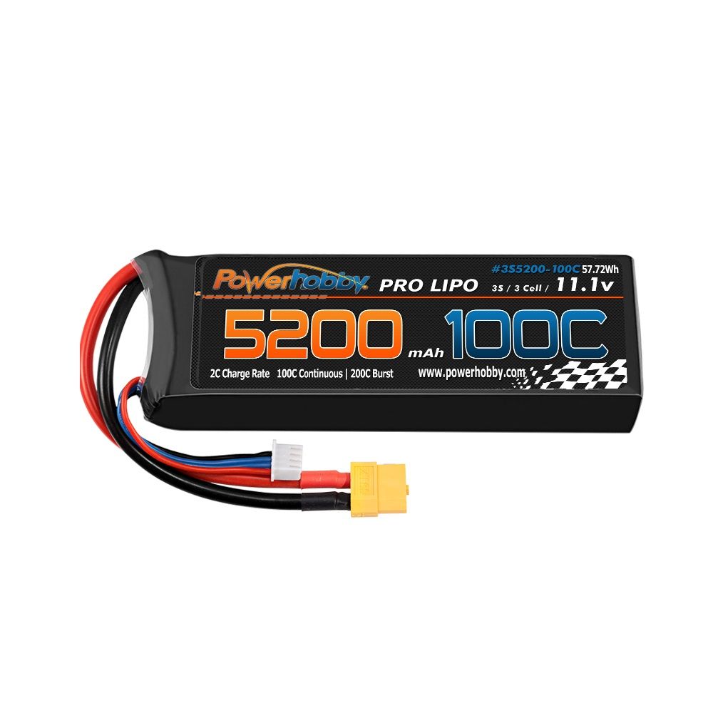 Batterie Lipo Powerhobby 3s 11.V 5200mah 100C - 200C avec XT60 + adaptateur Traxxas
