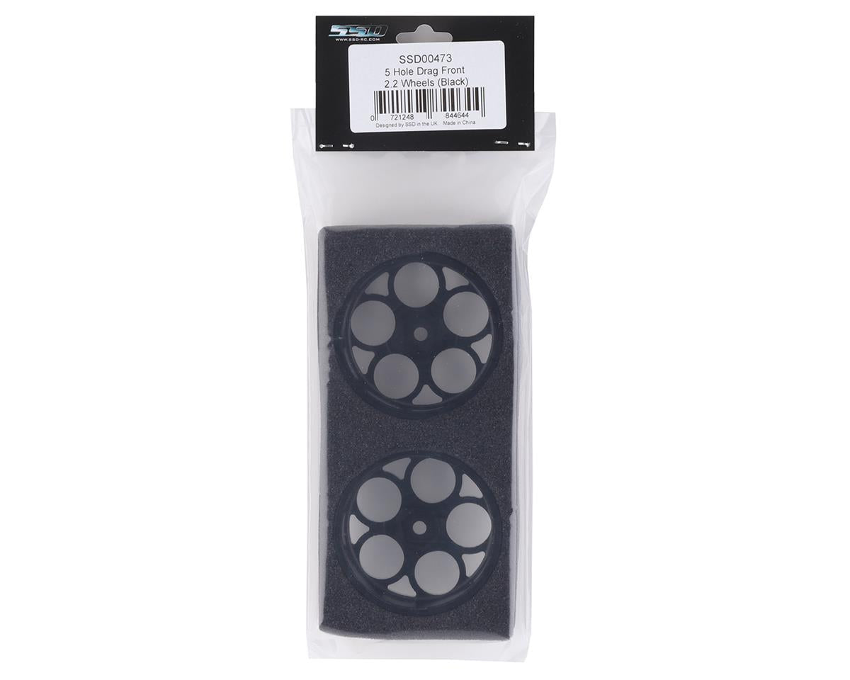 SSD 00473 RC 5 Hole Aluminum Front 2.2” Drag Racing Wheels (Black) (2)