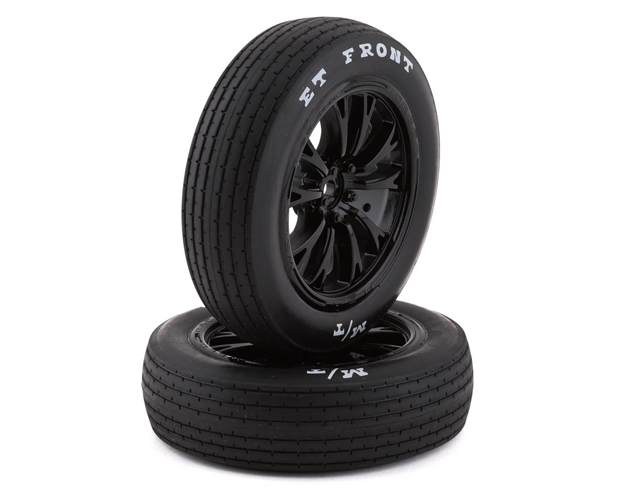 Traxxas 9474 Drag Slash Llantas delanteras premontadas (negro brillante) (2)