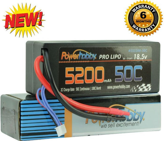 Powerhobby 5S 18.5V 5200mAh 50C Lipo Battery Hard Case 5-Cell