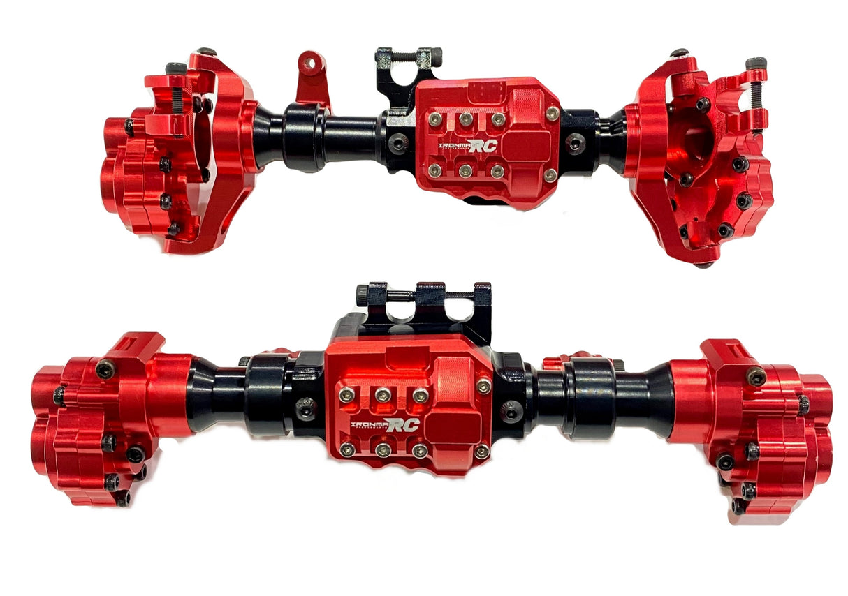IRonManRc TRX4 Boîtier d'essieu de portail en métal avant et arrière (ROUGE)