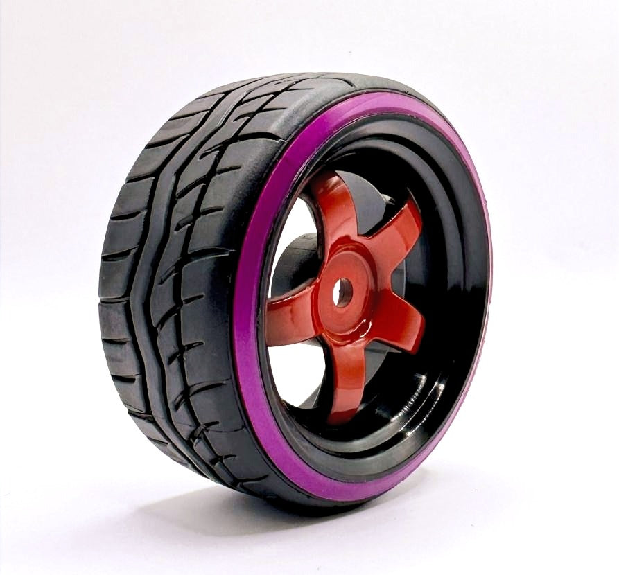 IRonManRc 1/10 DRIFT WHEELS W/ HARD TIRES * 5 SPOKE JOMANS * 4 PACK