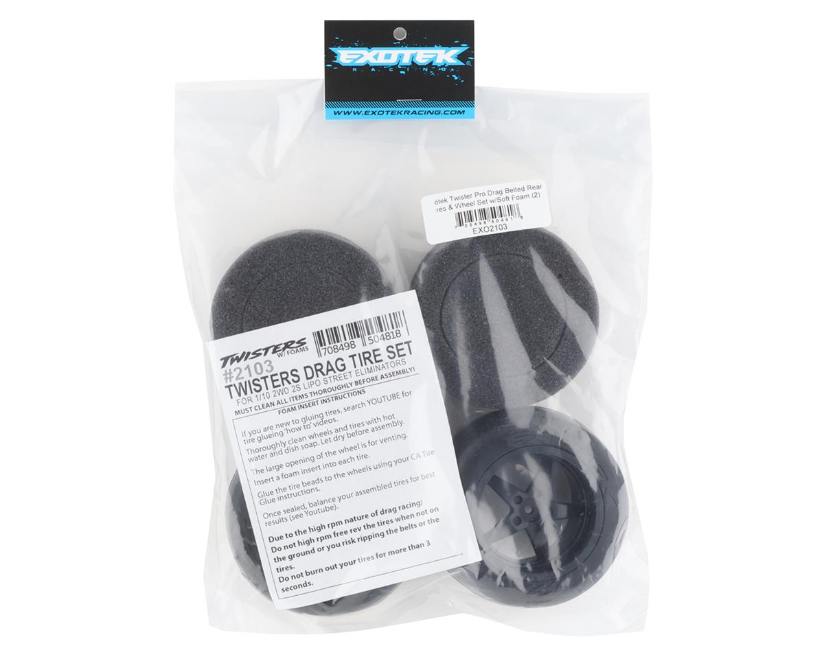 Exotek 2103 Twister Pro Drag Belted Rear Tires & Wheel Set w/Soft Foam