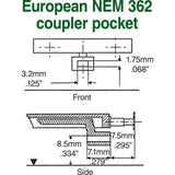 kadee #20 HO NEM 362 European-Style Couplers Extra Long 12.30mm .484 inch 31/64"