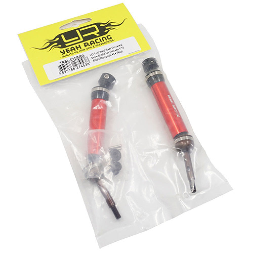 Yeah Racing TRSL-015RRD HD TOOL STEEL REAR UNIVERSAL DRIVE SHAFTS FITS 1/10 SLASH STAMPEDE 4X4 RED