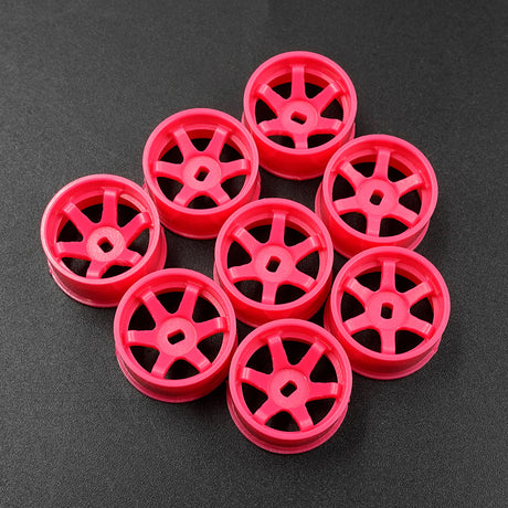 Yeah Racing WL-0146FPK PLASTIC WIDE RIM SET 11MM (OFFSET 0 +1 +2 +3) FLORESCENT PINK FOR 1/28 AWD MINI-Z