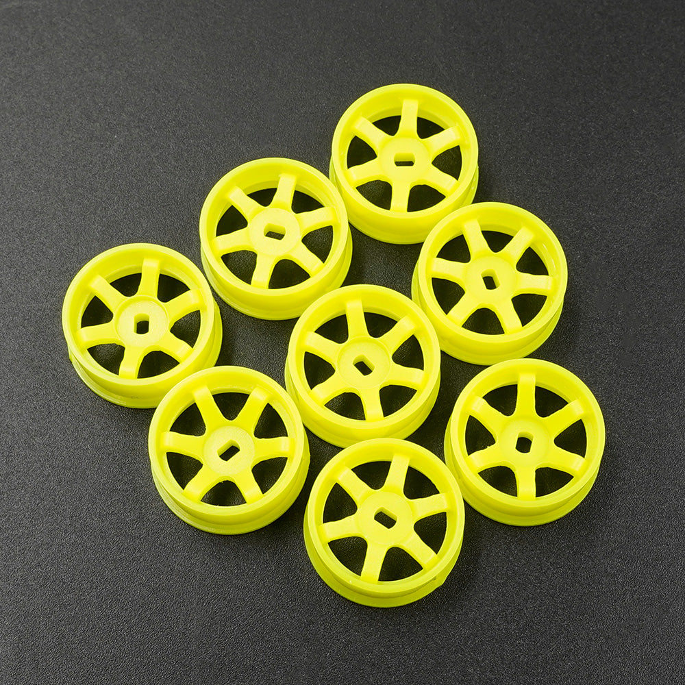 Yeah Racing WL-0168FYW PLASTIC WIDE RIM SET 11MM (OFFSET 0 +1 +2 +3) FLORESCENT YELLOW FOR 1/28 AWD MINI-Z