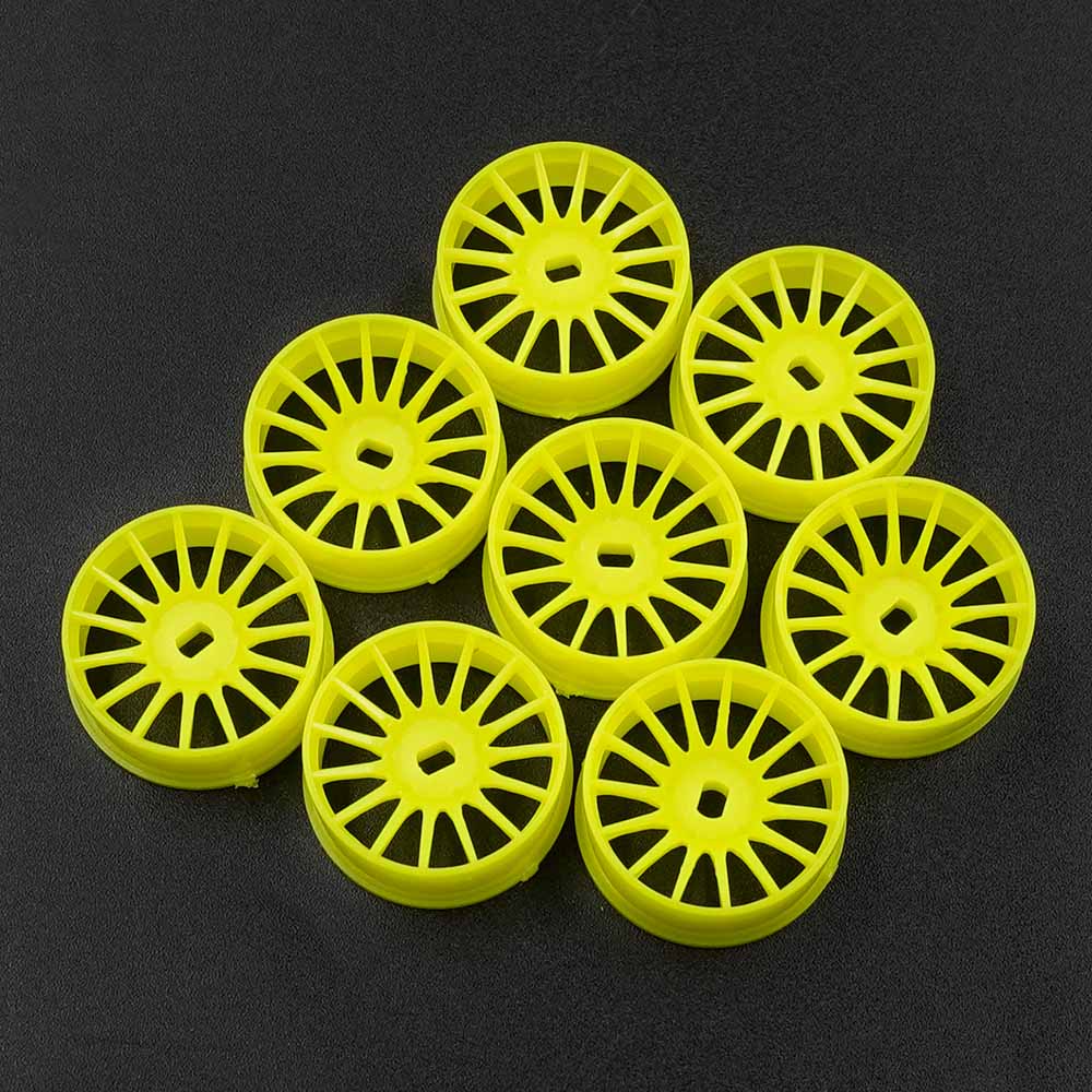 Yeah racing WL-0167FYW PLASTIC NARROW RIM SET 8.5MM (OFFSET 0 +1 +2 +3) FLORESCENT YELLOW FOR 1/28 AWD MINI-Z