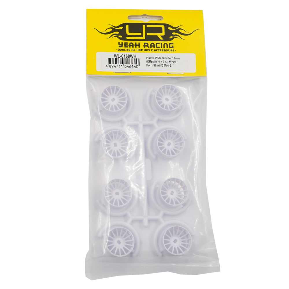 Yeah Racing WL-0168WH PLASTIC WIDE RIM SET 11MM (OFFSET 0 +1 +2 +3) WHITE FOR 1/28 AWD MINI-Z