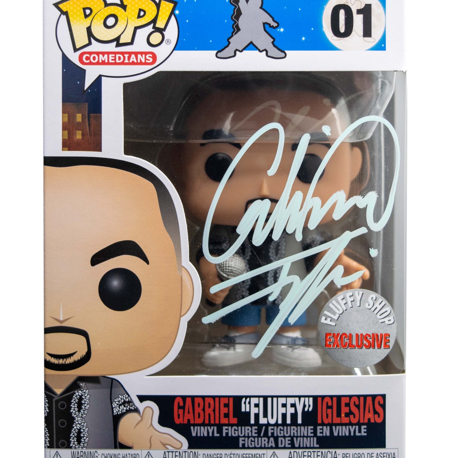 Gabriel Fluffy Iglesias (White Ink, Comedians) 01 - Fluffy Shop Exclusive  [light damage]   **Signed by Gabriel Iglesias**