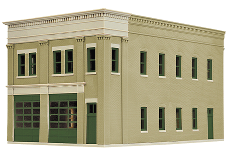 Walthers 933-4022 HO Scale Two-Bay Fire Station Plastic Kit