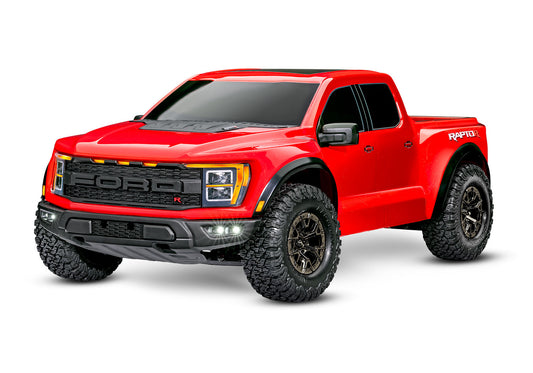 Traxxas 101076-4 RED Ford Raptor R : 4X4 VXL Réplique de camion sans balais à l'échelle 1/10 4X4 