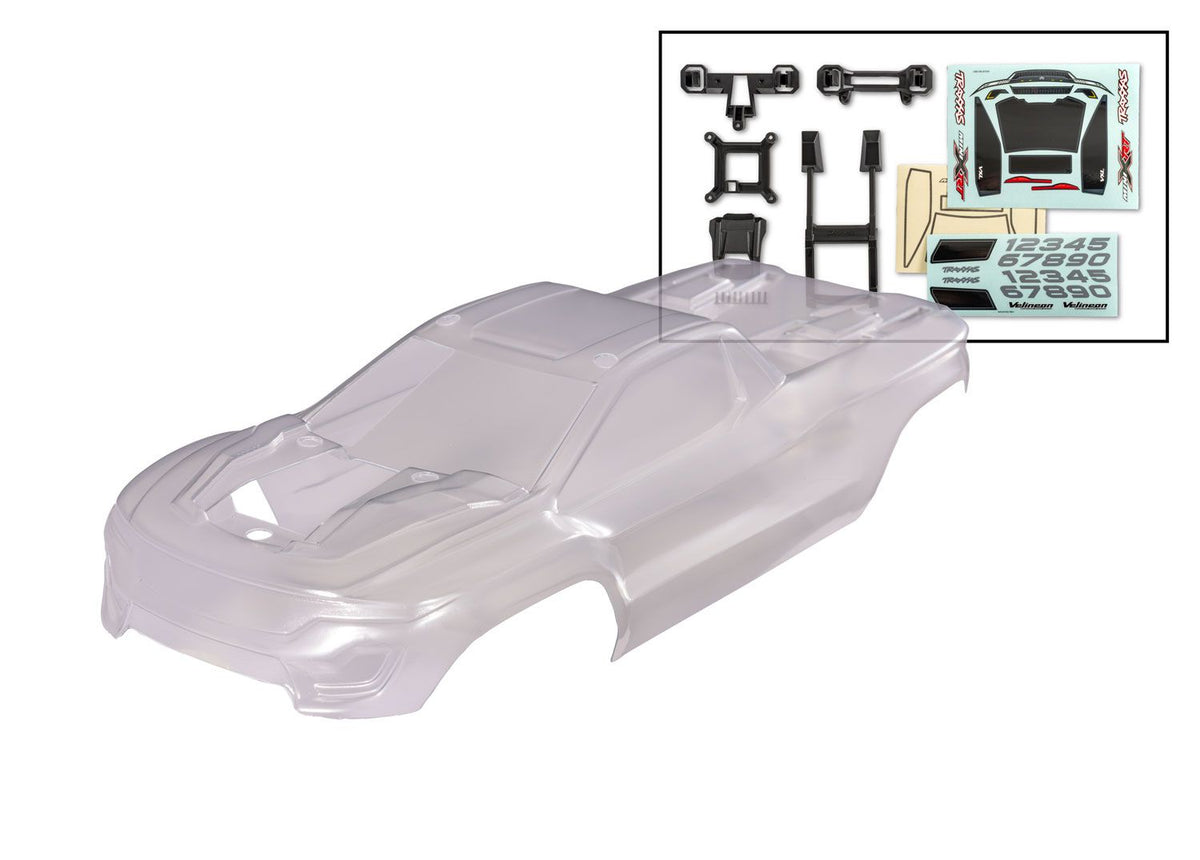 Traxxas 10712 Mini XRT® 1/16 Monster Truck Body Set (Clear) w/Clipless Mounts, Accessories & Decals