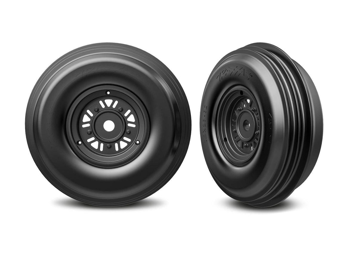 Traxxas 10971 Funco Black Front Wheels & Ribbed Tires (2)