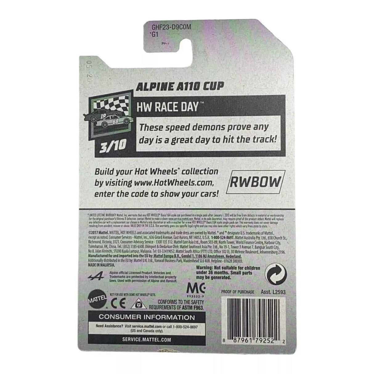 Hot Wheels Alpine A110 Cup - Race Day Series 3/10