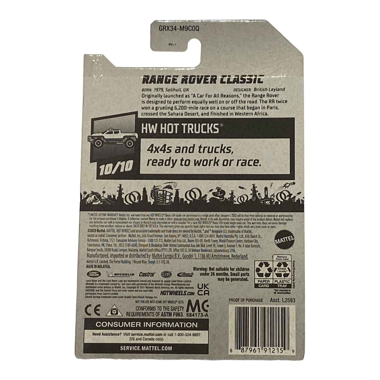 Hot Wheels Range Rover Classic - Hot Trucks Series 10/10