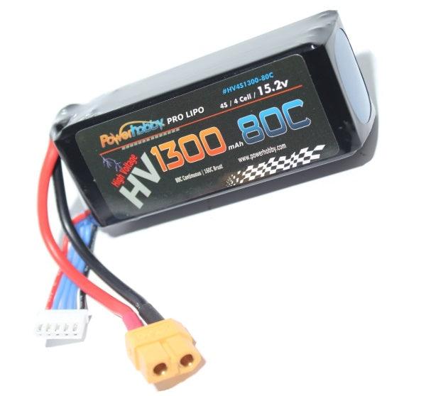 Powerhobby 4S HV 15.2V 1300mAh 80C XT60 : 250 Drone Quad Lipo Battery