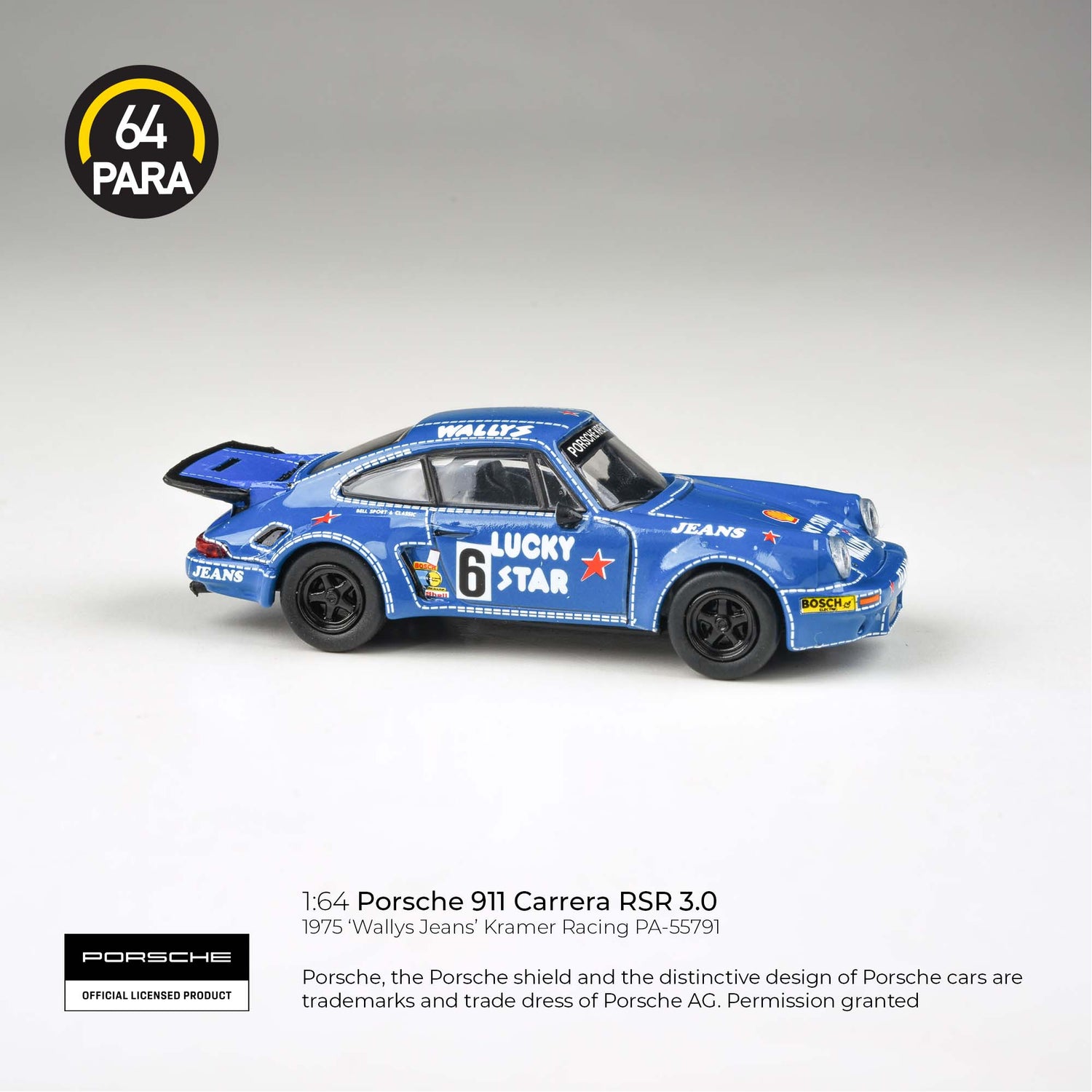 1975 Porsche 911 3.0 RSR 'Wally's Jeans' Para 64 1:64 Scale