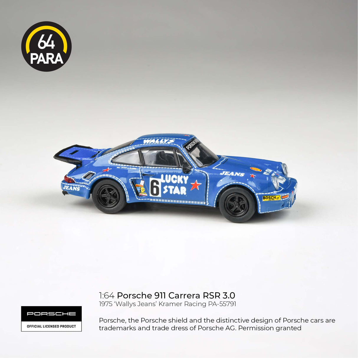 1975 Porsche 911 3.0 RSR 'Wally's Jeans' Para 64 1:64 Scale