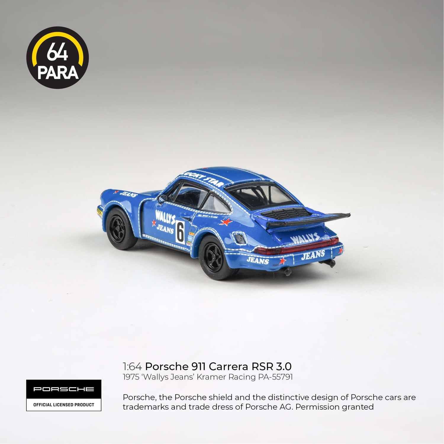 1975 Porsche 911 3.0 RSR 'Wally's Jeans' Para 64 1:64 Scale