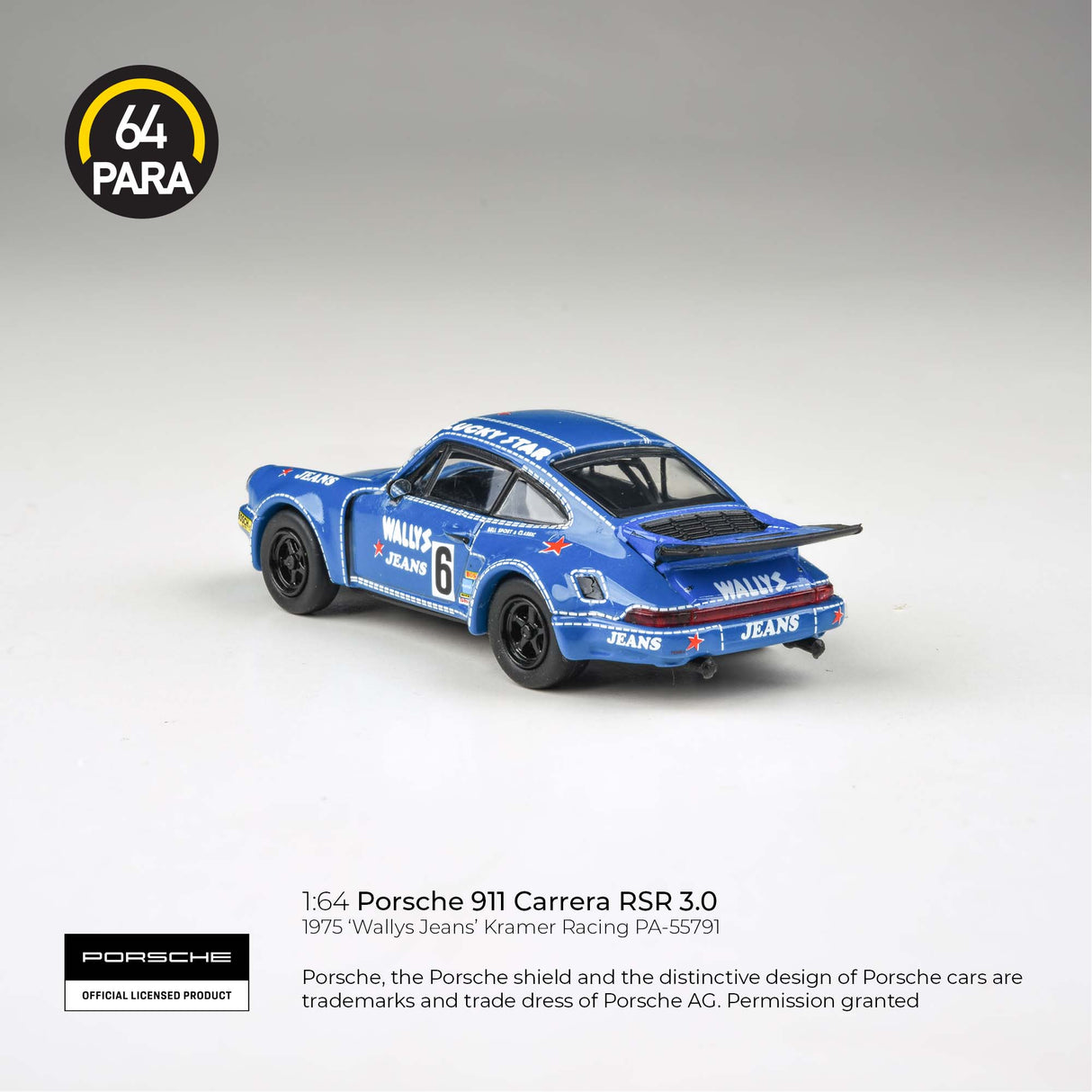 1975 Porsche 911 3.0 RSR 'Wally's Jeans' Para 64 1:64 Scale