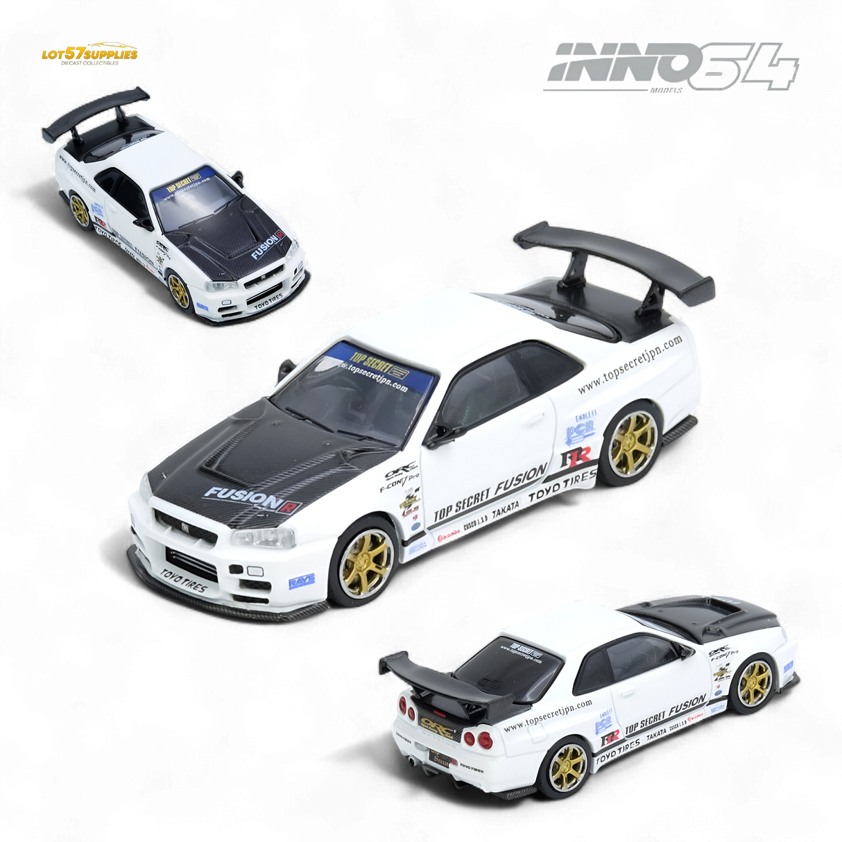 Inno64 Top Secret R34 GT-R White 1:64
