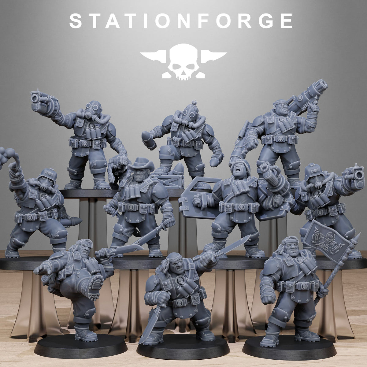 3D Printed GrimGuard Jungle Fighter Mutants x10 by StationForge Miniatures