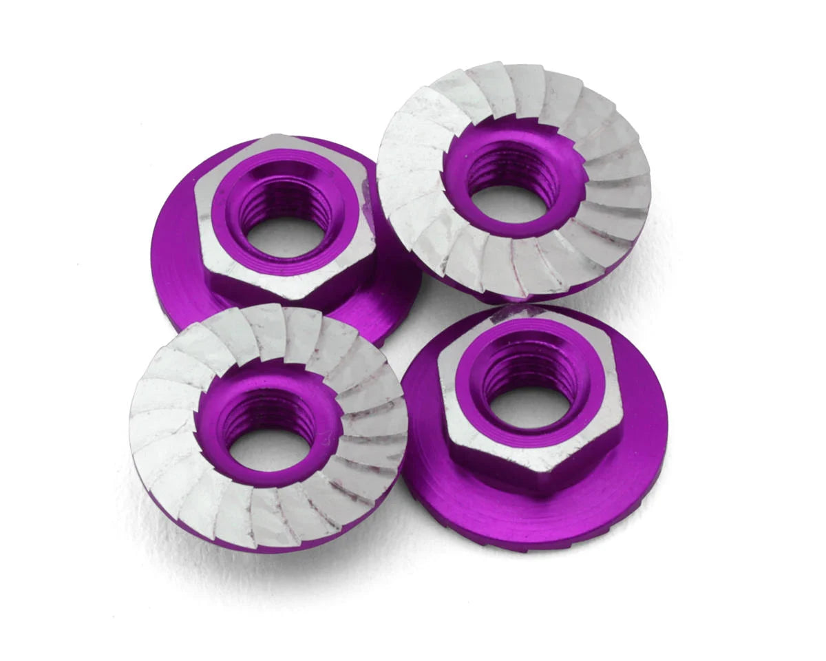1UP Racing 1UP870301 4mm "Lockdown" Serrated Aluminum Wheel Nuts (Purple) (4)
