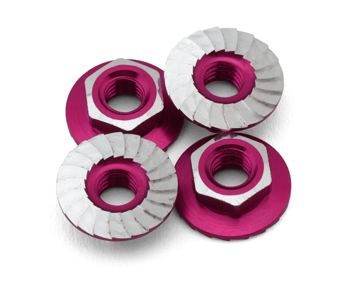 1UP Racing 1UP870401 4mm "Lockdown" Serrated Aluminum Wheel Nuts (Hot Pink) (4)