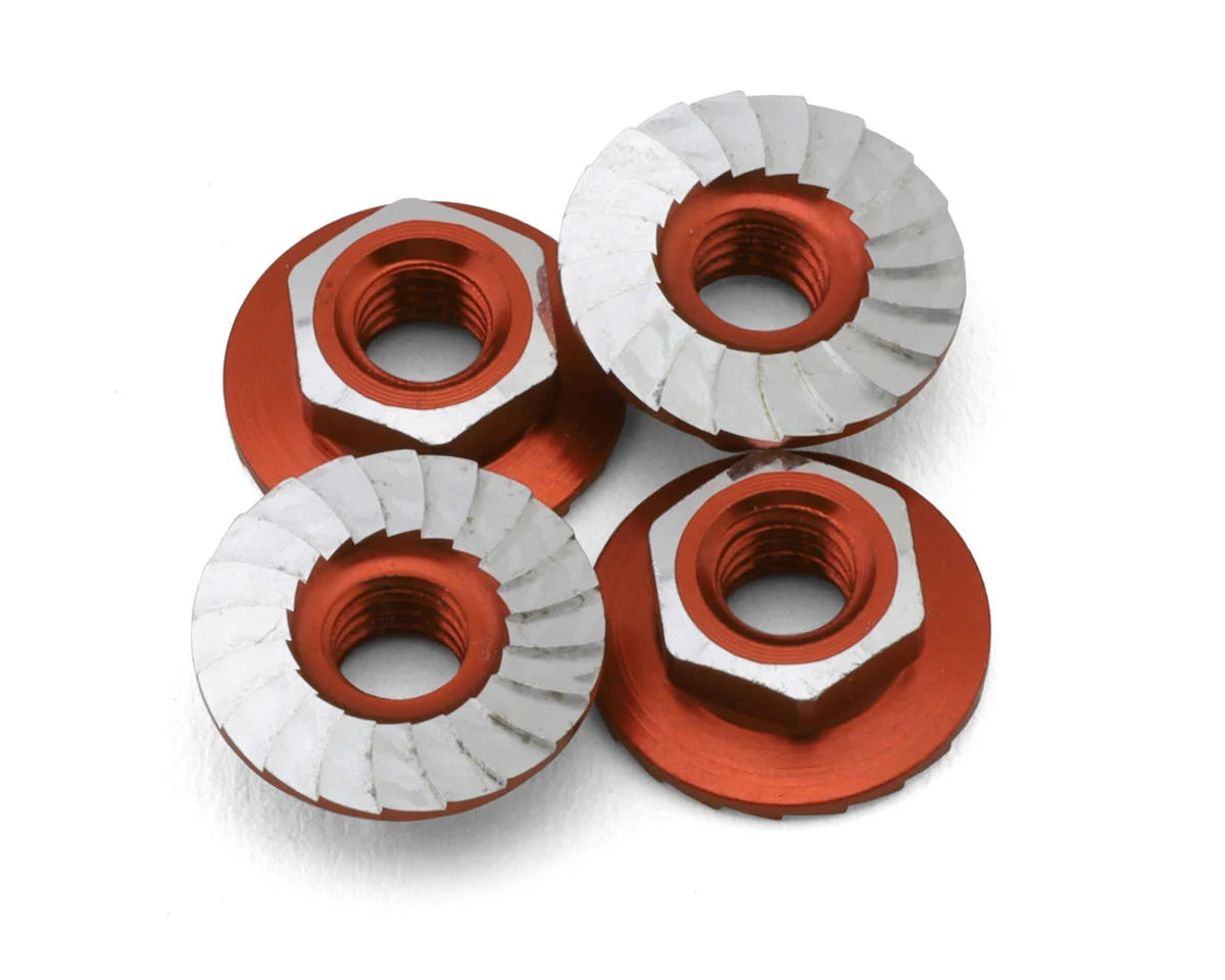 1UP Racing 1UP870601 4mm "Lockdown" Serrated Aluminum Wheel Nuts (Orange) (4)