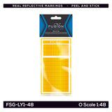 O Scale Railroad Freight Car Yellow Reflective Markings Set W/ Double Width Stripes