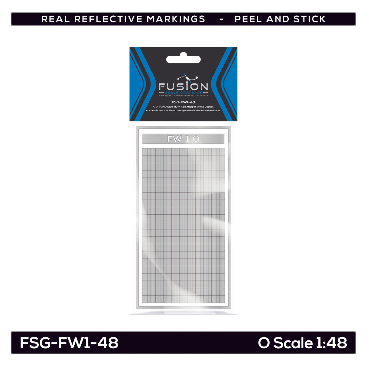 O Scale UP/CMO Style RD-4 Coal Hopper White Dashes Reflective Decal Set