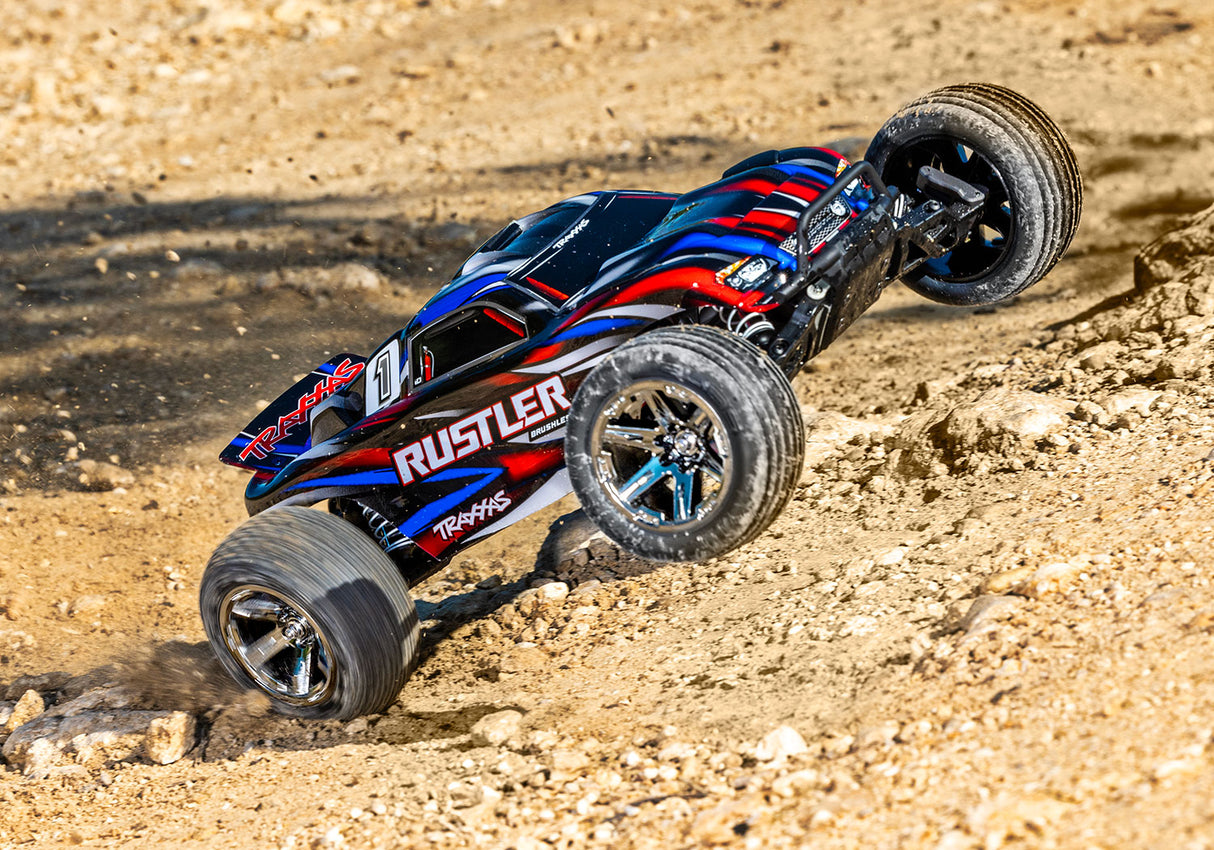 TRAXXAS 37354-4 RED Rustler 2WD BL-2s HD