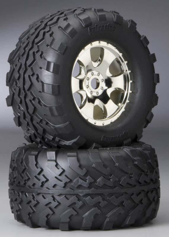 HPI Racing 4709 Mounted GT2 Tire S Compound Warlock Wheel Chrome (2) Savage