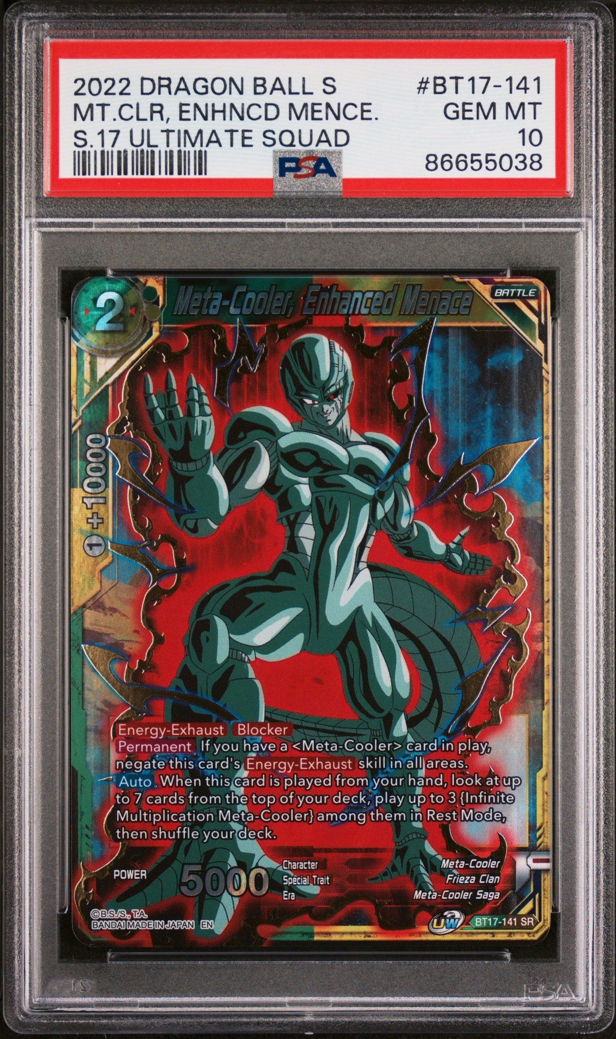 2022 DRAGON BALL SUPER ULTIMATE SQUAD META-COOLER, MENACE #BT17-141 - PSA 10