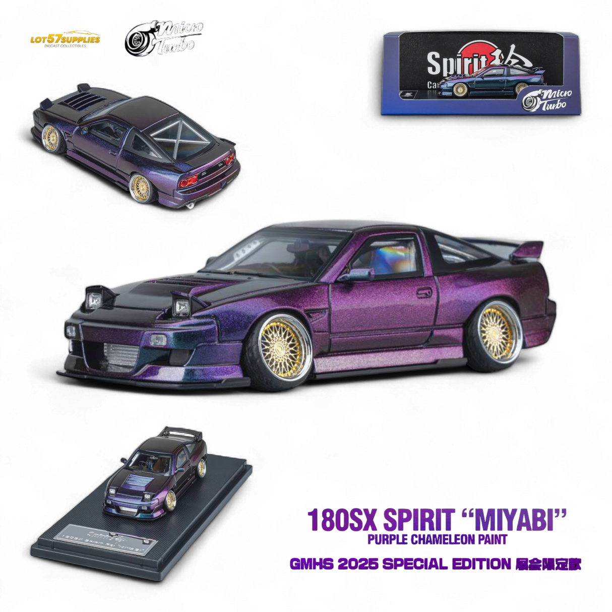 MicroTurbo Nissan 180SX Spirit Rei Purple Chameleon 1:64