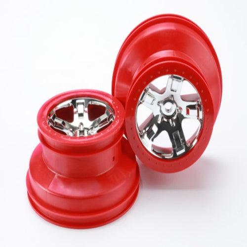 Traxxas 5868 Bright-Chrome Red Beadlock Wheels (2) 2.2/3.0" Rear Slash