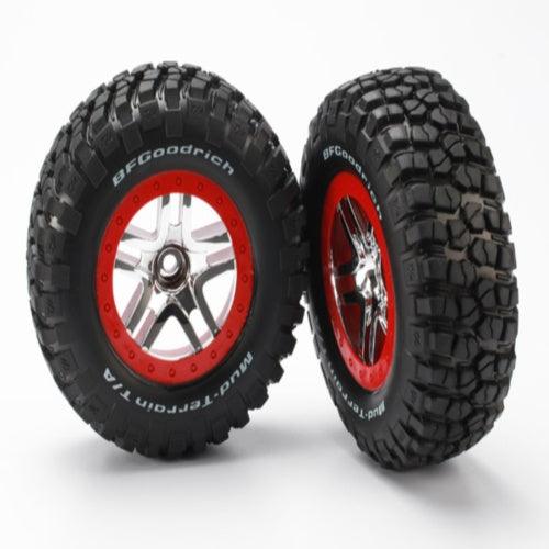 Traxxas 5877A Mud TA Tire & SCT Split-Spoke Wheel (Chrome) (2) (Front)